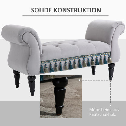 Schoenenbank – Zitbank – Opbergbank – Halbank – Bankje – Lichtgrijs – Polyester Bekleding – Rubberschuim Zitcomfort – 117x40x58 cm