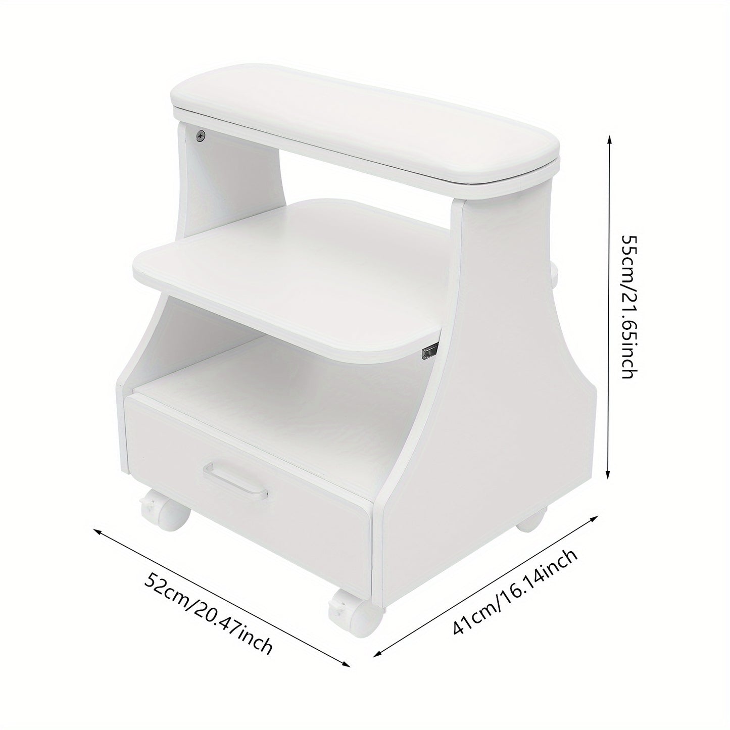 Pedicurekruk – Voetbadkruk – Pedicurestoel – Salonkruk – Spa Kruk – Robuuste Constructie – Breed Zittingoppervlak – Gemakkelijk Schoon Te Maken – Wit Modern Design