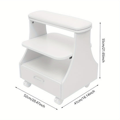 Pedicurekruk – Voetbadkruk – Pedicurestoel – Salonkruk – Spa Kruk – Robuuste Constructie – Breed Zittingoppervlak – Gemakkelijk Schoon Te Maken – Wit Modern Design