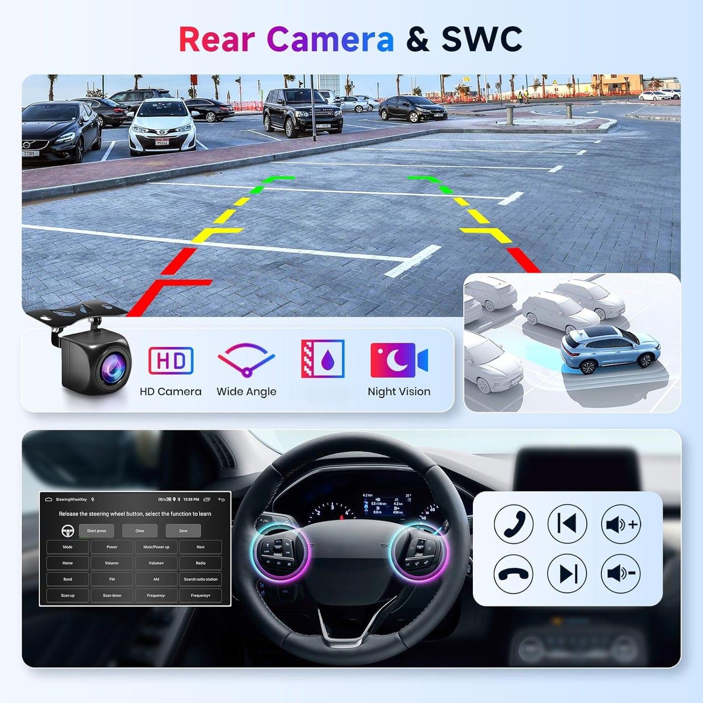 Android Autoradio – Multimedia Systeem – Touchscreen Radio – Navigatie Unit – 2 DIN Headunit – 7 Inch HD Scherm – Android 15 OS – Draadloze CarPlay & Achteruitrijcamera
