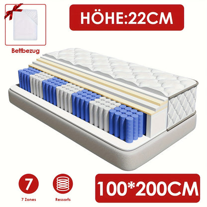 7-zone pocketvering matras – pocketvering matras – traagschuim matras – stevig matras – ergonomisch matras – Hardheid H3 – Afneembare Wasbare Katoenen Hoes