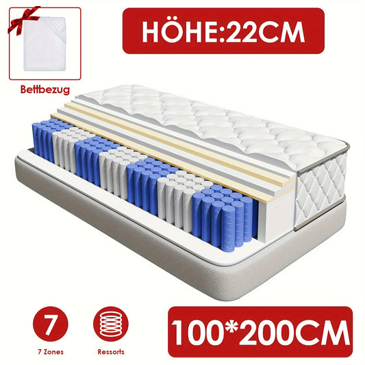 7-zone pocketvering matras – pocketvering matras – traagschuim matras – stevig matras – ergonomisch matras – Hardheid H3 – Afneembare Wasbare Katoenen Hoes