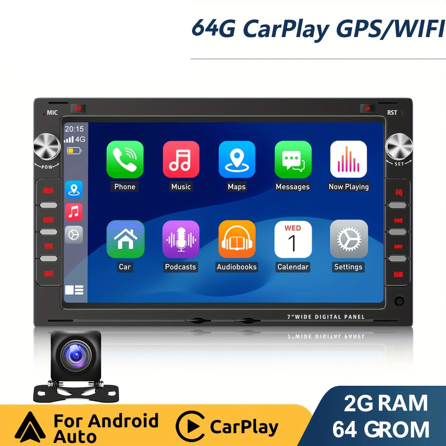 Android 14 Autoradio – Car Stereo – Multimedia Speler – Navigatiesysteem – Touchscreen Radio – 7 Inch HD-IPS Display – 2+64GB Geheugen – GPS Navigatie & Bluetooth Connectivity