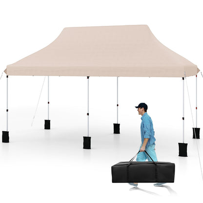 Paviljoen – Vouwtent – Partytent – Tuintent – Overkapping – 3x6m – Waterbestendig – UV Bescherming 50+ – Inklapbaar – Hoogte Verstelbaar – Beige