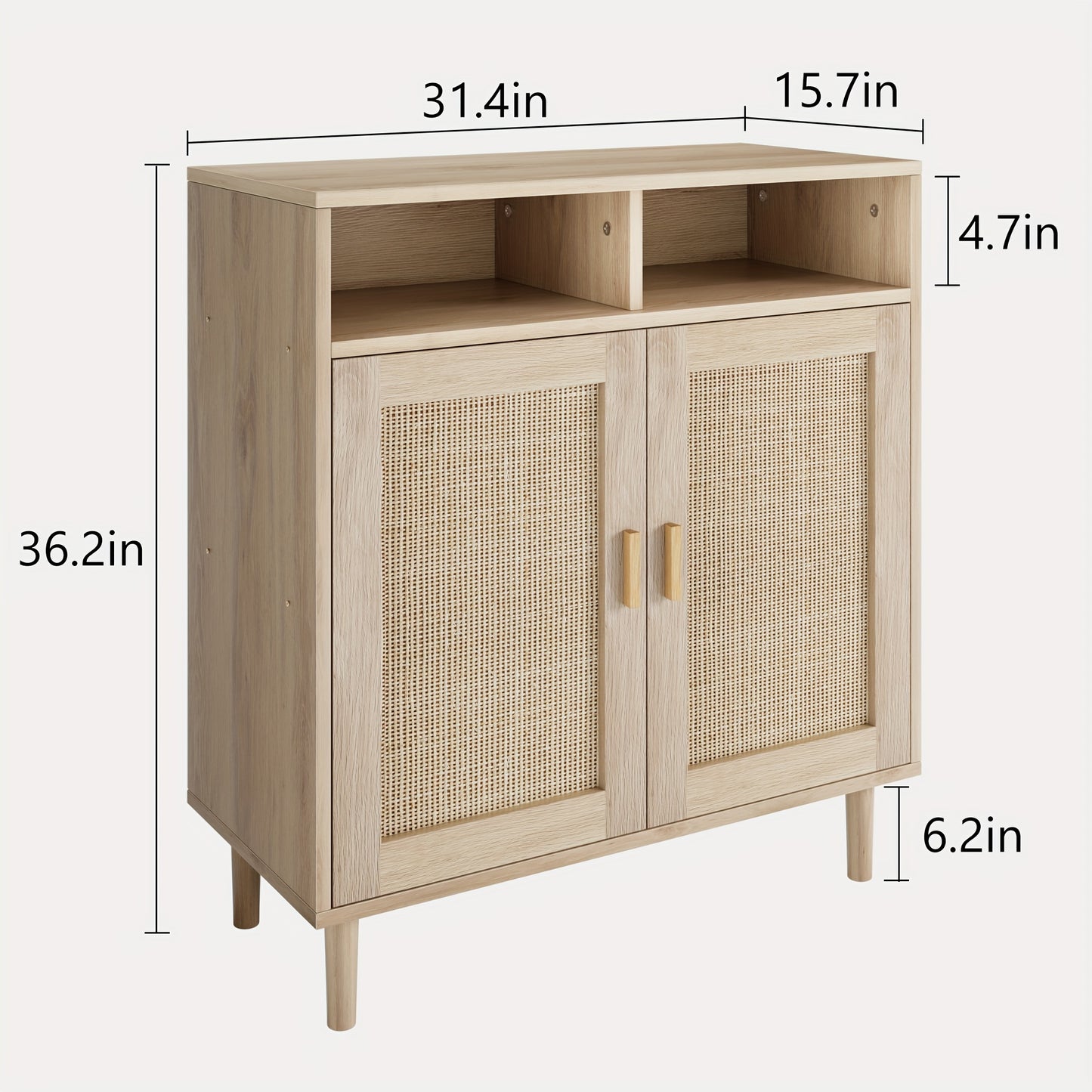 Sideboard Buffetkast – Dressoir – Opbergkast – TV-meubel – Halmeubel – Rattan Accenten – Ruime Opbergruimte – Stijlvol Tijdloos Design