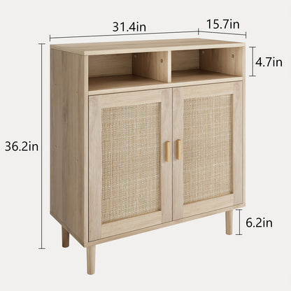 Sideboard Buffetkast – Dressoir – Opbergkast – TV-meubel – Halmeubel – Rattan Accenten – Ruime Opbergruimte – Stijlvol Tijdloos Design