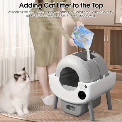 Slimme Zelfreinigende Kattenbak – Automatische Kattenbak – App-gestuurde Kattenbak – Zelfreinigende Bak – Grote Kattenbak – Infraroodsensor Veiligheid – 76 Liter Capaciteit