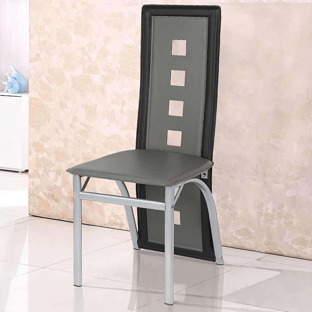 Eetkamerstoel – Stoel – Barstoel – Keukenstoel – Caféstoel – Set van 4 – Hoogwaardige PU Zitting – Ergonomische Rugleuning – Zwart-Grijs – Stevig & Comfortabel – Eenvoudige Montage