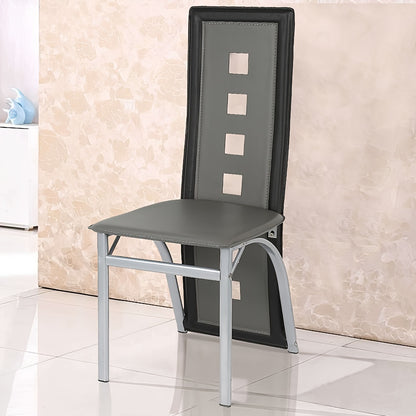 Eetkamerstoel – Stoel – Barstoel – Keukenstoel – Caféstoel – Set van 4 – Hoogwaardige PU Zitting – Ergonomische Rugleuning – Zwart-Grijs – Stevig & Comfortabel – Eenvoudige Montage