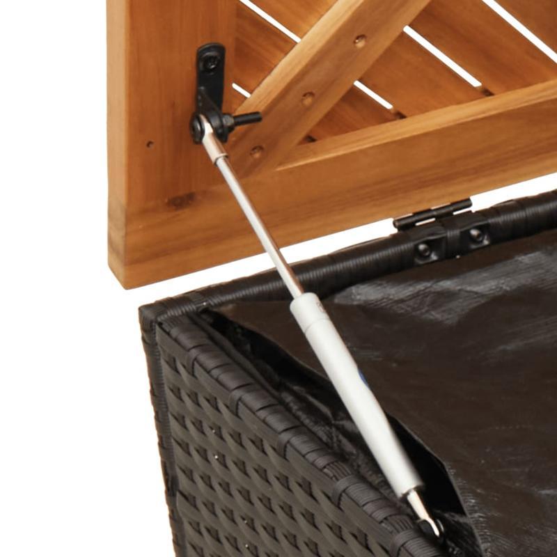 Tuinkist – Opbergbox – Tuinopbergbox – Kussenbox – Tuinbox – Geweven Poly Rattan & Acaciahout – Weerbestendig Ontwerp – Ruime Afmetingen 110x50x54 cm