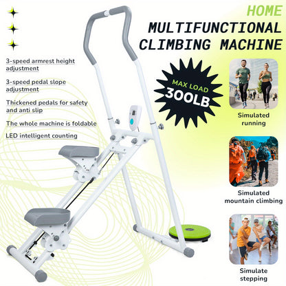 Vertical Climber – Stair Master – Stepper – Traptrainer – Thuis Fitnessapparaat – Inklapbaar – Roestvrij Staal – Verstelbare Stapafstand – Compacte Full-Body Workout