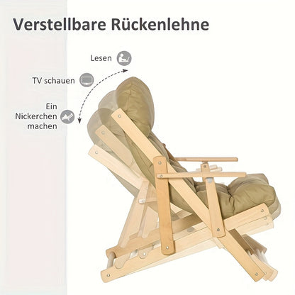 Massagestoel – Relaxstoel – Stoel – Lounge Chair – Inklapbare Fauteuil – Bamboe Frame – Handmatige Verstelling – Compact & Comfortabel – Geel Katoen