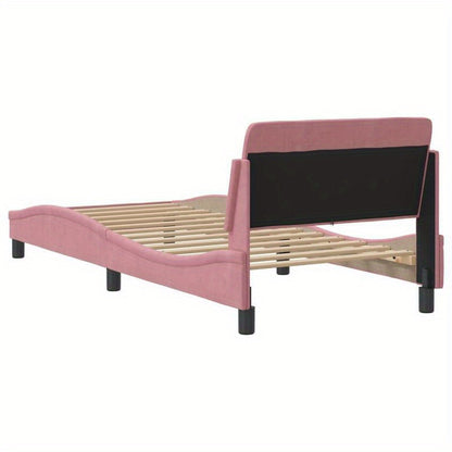 Bed Frame Con Testiera Without Mattress Rosa 90X200 Cm Velvet Practical, Removable, Suitable for All Seasons