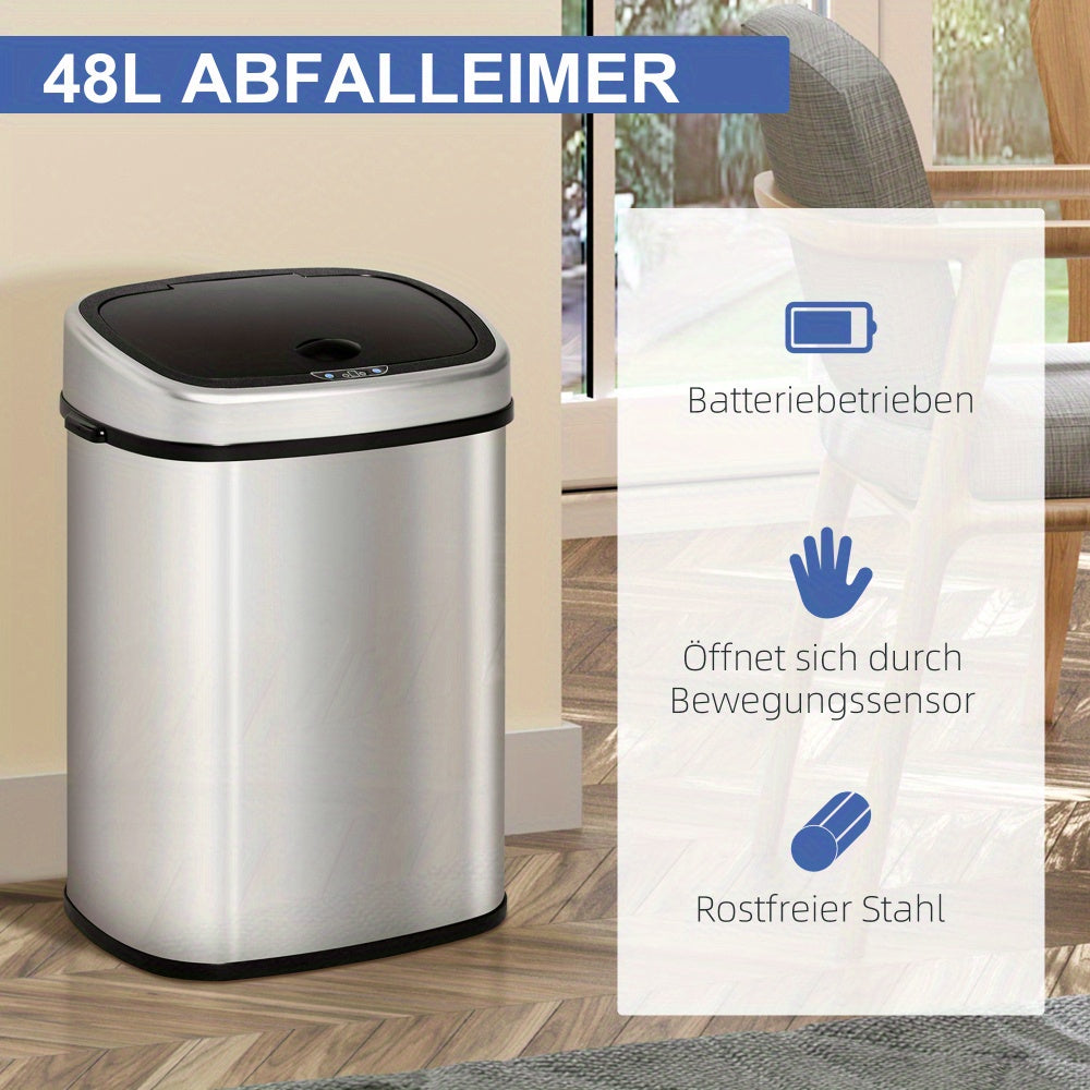 Afvalbak Keuken – Prullenbak – Vuilnisbak – Afvalemmer – Afvalcontainer – 48 Liter – Roestvrij Staal Met Deksel