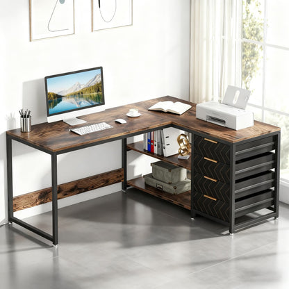 Computertafel – Computerbureau – Bureautafel – Hoekbureau – Werktafel – L-vormig Ontwerp – Stevig Spaanplaat Met Metalen Frame