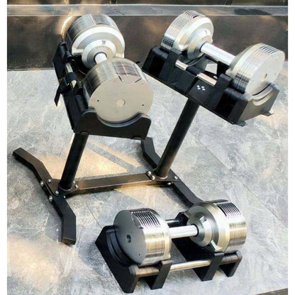 Halterschijfhouder – Schijvenstandaard – Halterrek – Dumbbell Standaard – Gewichthouder – Verstelbaar 49-65 cm – Stalen Constructie – Compact 71x54 cm
