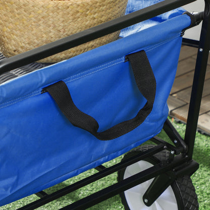 Vouwbare Transportkar – Bolderkar – Transportwagen – Trolley – Karretje – Donkerblauw – Stalen Frame – 360° Draaibare Voorwielen Met Rem