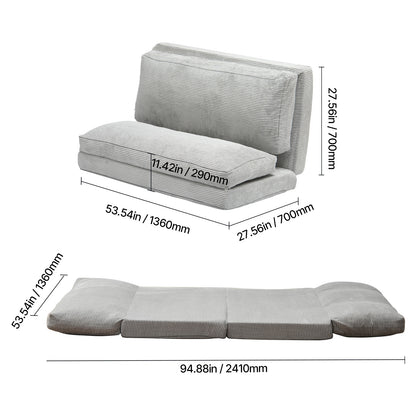Vouwbank – Slaapbank – Klikklapbank – Bedbank – Loungestoel – Lichtgrijs – Wasbare Hoes – Hoogwaardig Schuim