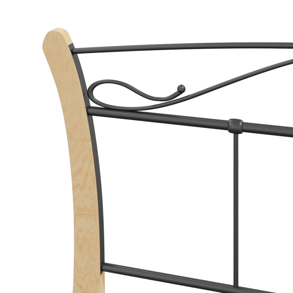 Bedframe – Bedframe Metalen Frame – Tweepersoonsbed – Bedombouw – Slaapbank – 120x200 cm – Gepoedercoat Staal – Donker Hout Accent