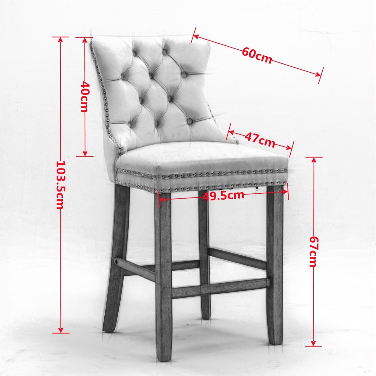 Barkrukken – Barstoelen – Barstoelenset – Keukenstoelen – Barstoelen Met Rugleuning – Set Van 2 Beige Velvet – Button-Tufted – Stevig Metalen Frame – Chrome Nagelrand – Comfortabel En Duurzaam