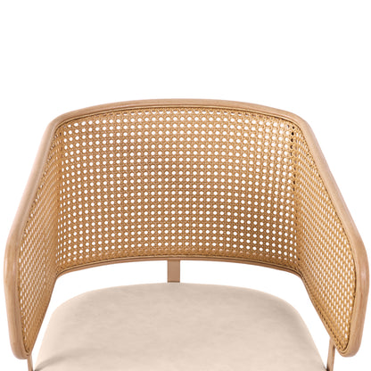 2 Dining Room Chairs in Rattan with PU Leather Cushions, Combining Comfort And Breathability with Modern Minimalist Style. Suitable for Dining Room, Living Room And Cafe., Dining Table Chairs, Kitchen Table And Chairs Set, Ch