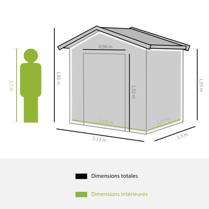 Tuinhuisje – Tuinschuur – Gereedschapsschuur – Tuinkast – Berging – Gegalvaniseerd Staal – 2,42 m² Opbergruimte – Dubbele Deuren met Hangslot