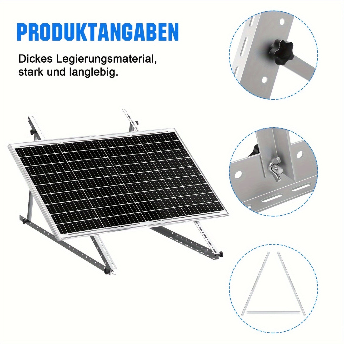 Verstelbare Montagerails Zonnepanelen – Montageset, Montagesysteem, Montagebeugels, Solar Bevestiging – Set Van 4 – 118 cm Aluminium Rails – Kantelbaar 0-90 Graden Zonder Gereedschap