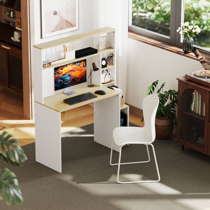 Bureau – Computertafel – Werkplekmeubel – Study Desk – Thuiswerkplek – Met Opbergruimte en CPU Houder – Grote Werkblad 113x45 cm – Eikenhoutkleur Melamine