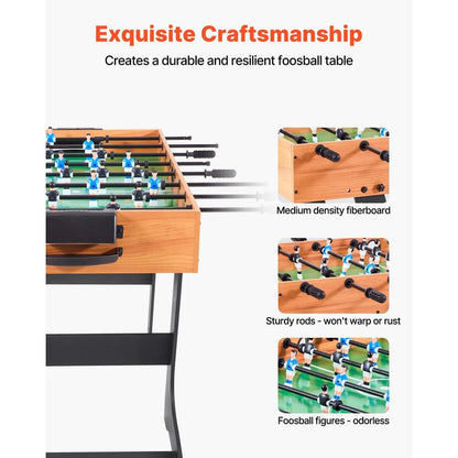 Foldable Table Football Table in Standard Size (1065 X 605 X 810 Mm), Foldable Indoor Football Table for Home, Family And Game Room, Set Includes 2 Balls, Easy to Store Game Table