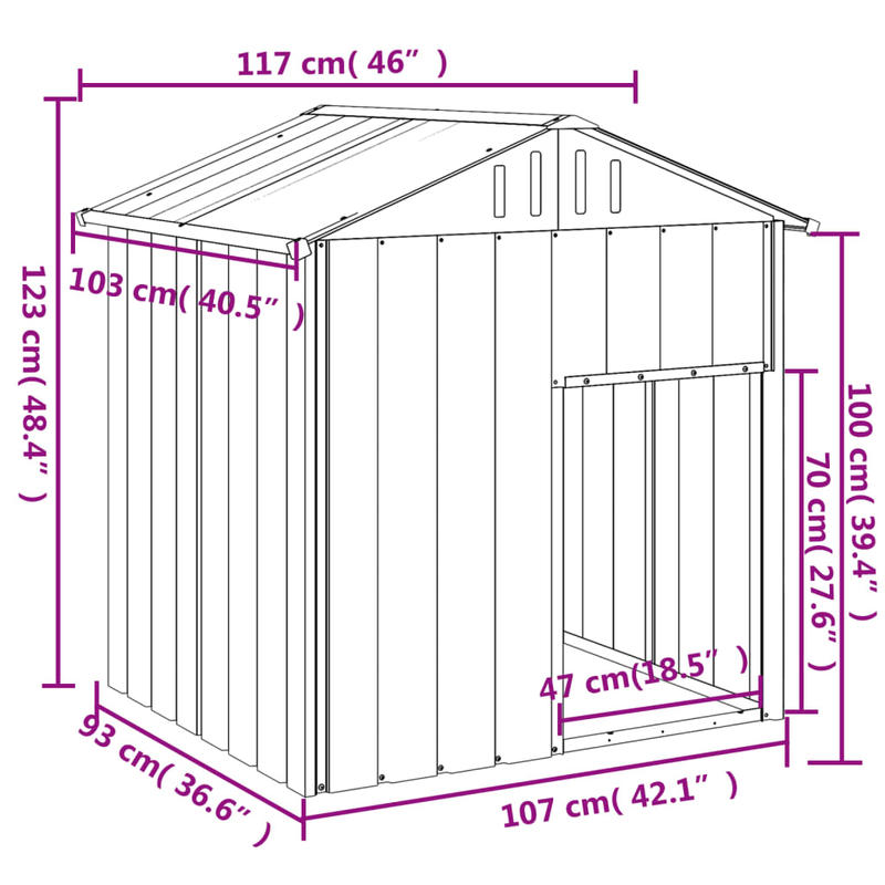 Hondenhok Staal – Hondenverblijf – Hondenkennel – Hondenren – Hondenkooi – Gegalvaniseerd Staal – Weerbestendig Dak – Ruime Afmetingen 104x90x120 cm