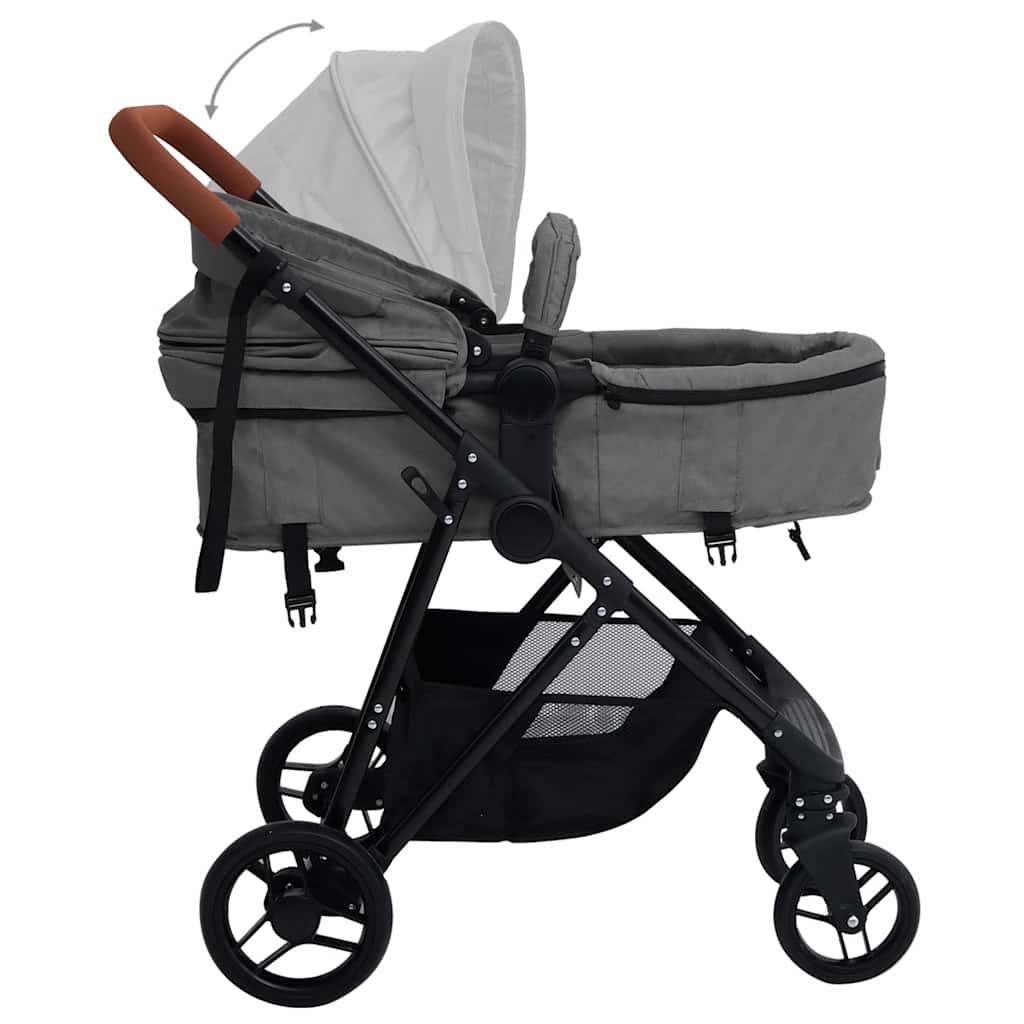 Buggy – Wandelwagen – Plooibuggy – Reisbuggy – Kinderwagen – 2-in-1 Multifunctioneel – Stalen Frame – Verstelbare Zitting – Lichtgrijs