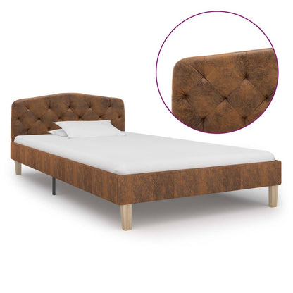 Bedframe – Bedframes – Bed – Slaapbank – Eenpersoonsbed – 90x200 cm – MDF Met Stof Bekleed – Stevig Stalen Pootjes