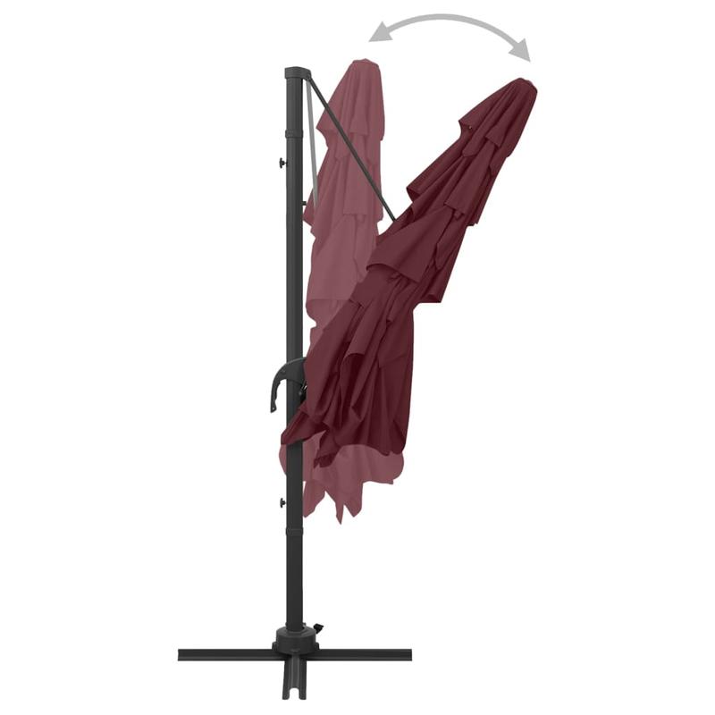 parasol – zonnescherm – tuinparasol – terrasparasol – bordeauxrood – 250x250 cm – 4-laags doek – roestvrijstalen frame