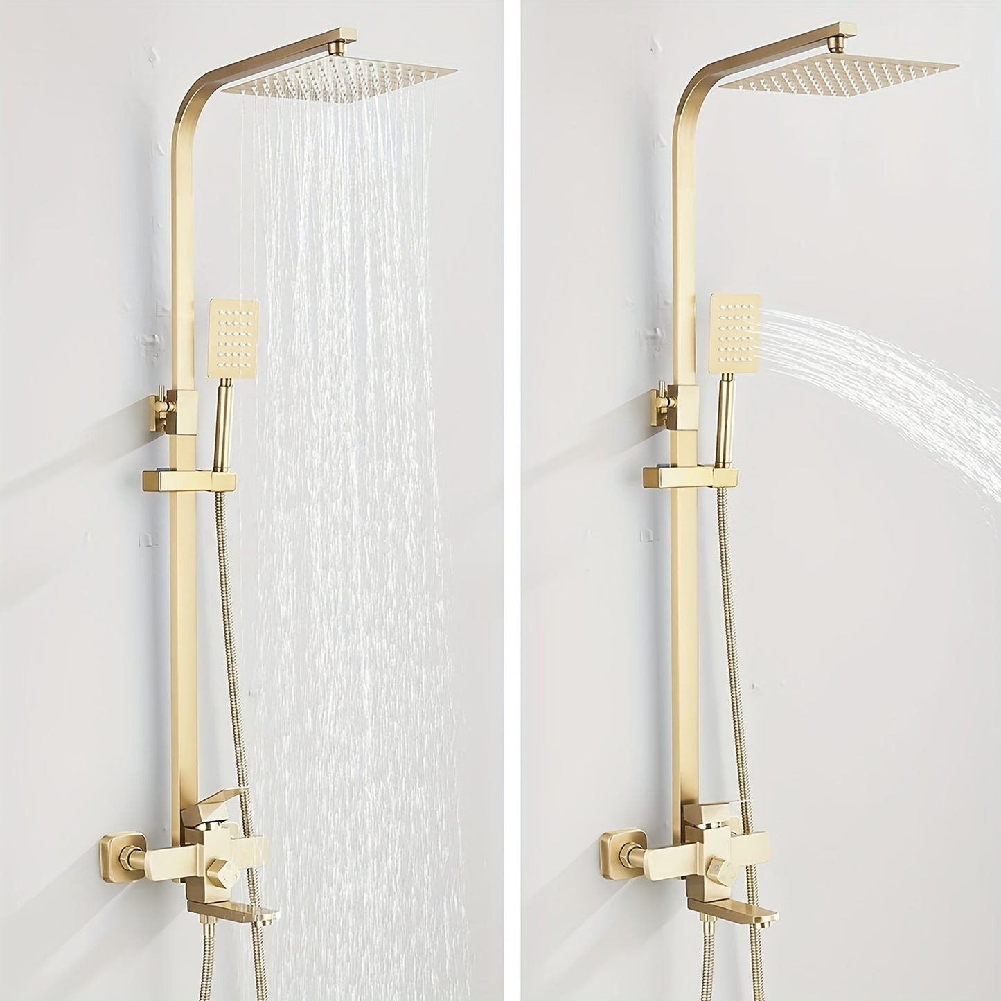 Brushed Golden Shower Set Rain Shower Shower Set Shower Panel Shower Panel Shower System With Handheld Shower Bathtub Taps
