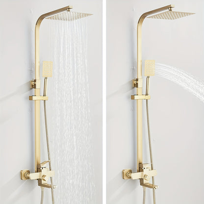 Brushed Golden Shower Set Rain Shower Shower Set Shower Panel Shower Panel Shower System With Handheld Shower Bathtub Taps