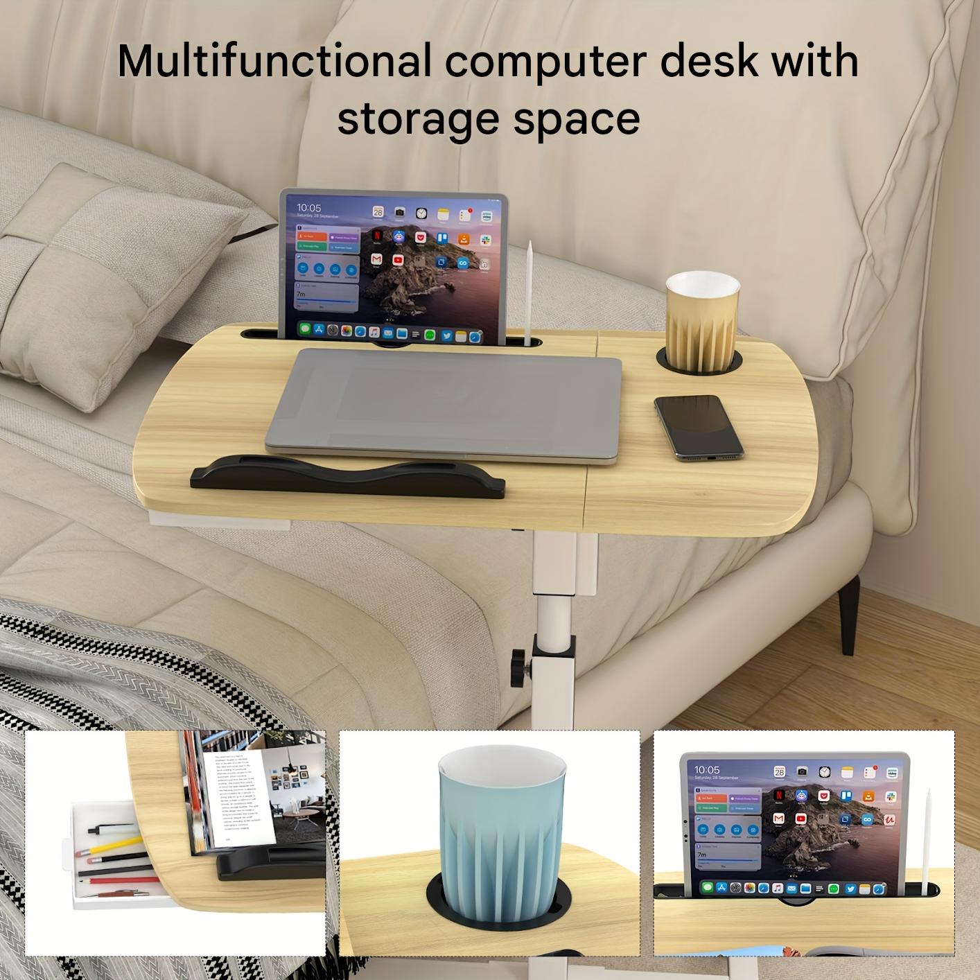 Mobiele Bijzettafel – Verstelbare Tafel – Zwenkwieltjes Tafel – Serveertafel – Werktafel – Handmatig Verstelbaar 60-90 cm – Krasbestendig Tafelblad