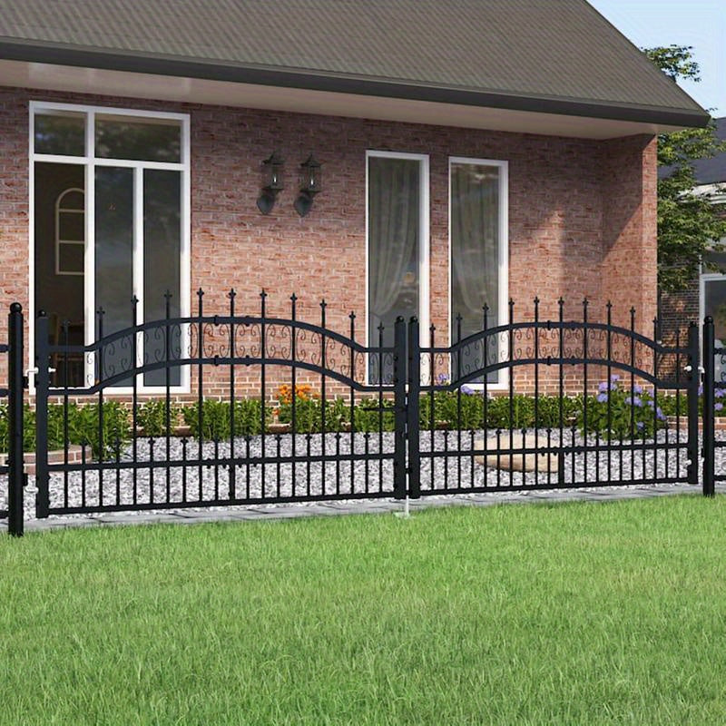 Poort Met Latten – Tuinpoort – Metalen Poort – Hekwerk – Looppoort – Zwart Gepoedercoat Staal – Weerbestendig – 305x120 cm