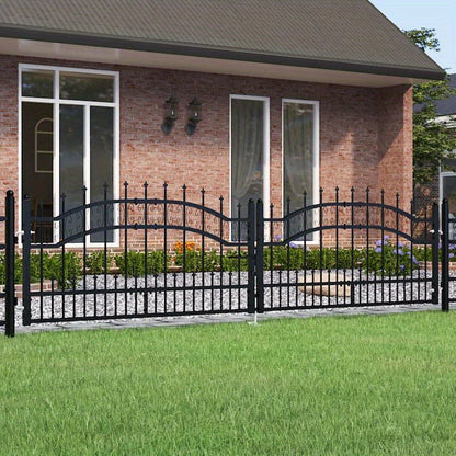 Poort Met Latten – Tuinpoort – Metalen Poort – Hekwerk – Looppoort – Zwart Gepoedercoat Staal – Weerbestendig – 305x120 cm