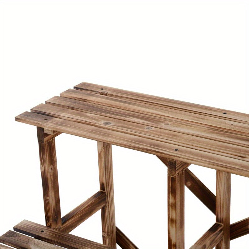 Plantenrek – Plantenstandaard – Plantentafel – Plantentrap – Bloemenrek – 3 Laags – Vurenhout Met Metalen Frame – 80 x 80 x 78 cm – Stevig & Rustiek