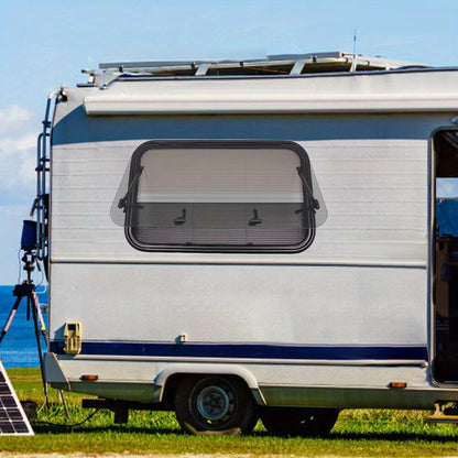 Moderne Caravanraam – Raam Voor Pickup Truck – Trailerraam – Camperraam – Vervangingsraam – Tempered Glas – Aluminium Frame – 65° Ventilatie – Insectenhor – Zwart-Witte Variant