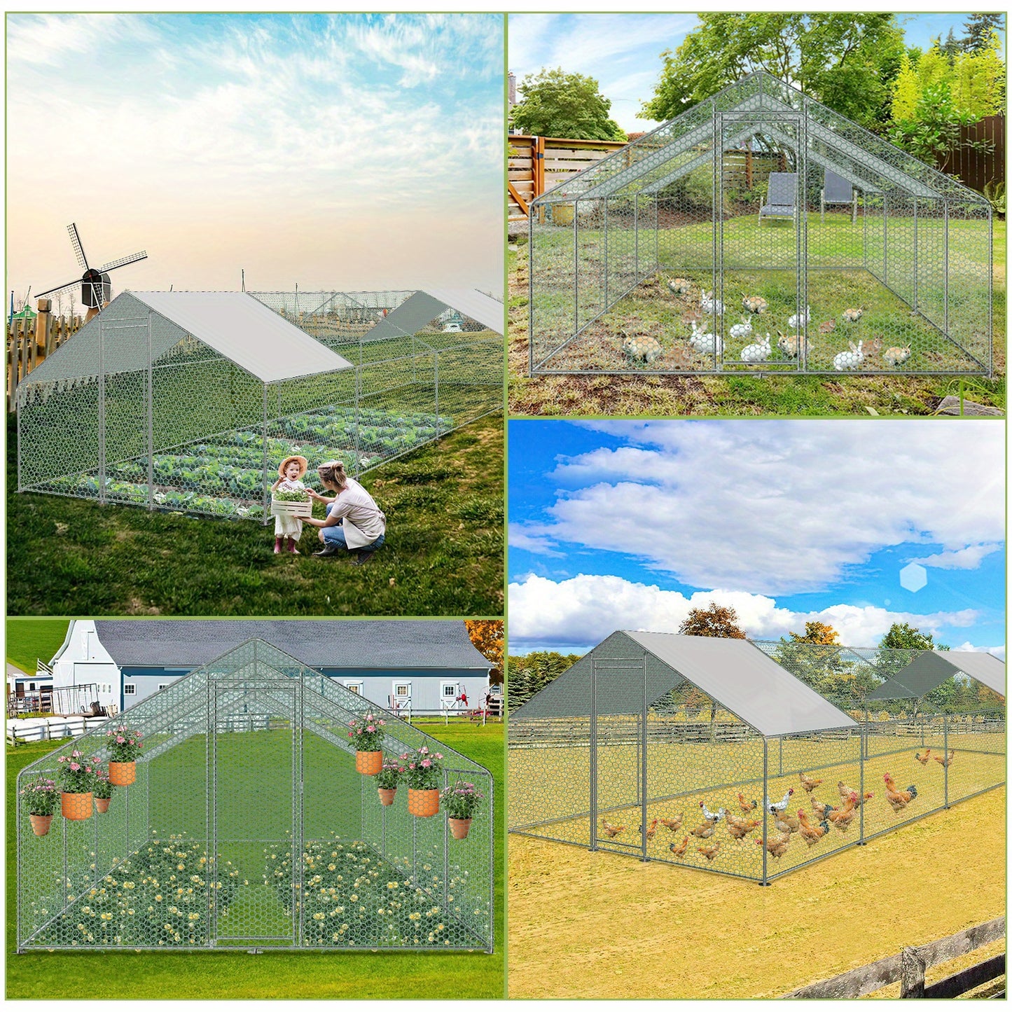 Kippenhok – Dierenkooi – Kippenren – Buitenverblijf – Pluimveestal – 3x4x2 Meter – Gegalvaniseerd Metaal – Waterdicht & Weerbestendig