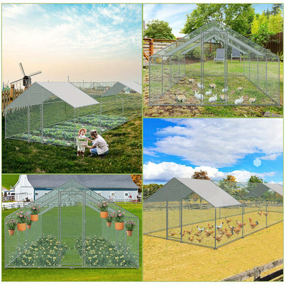 Kippenhok – Dierenhok – Konijnenhok – Pluimveestal – Buitenren – Gegalvaniseerd Metalen Frame – Weerbestendig en Ruim 3x3x2 m
