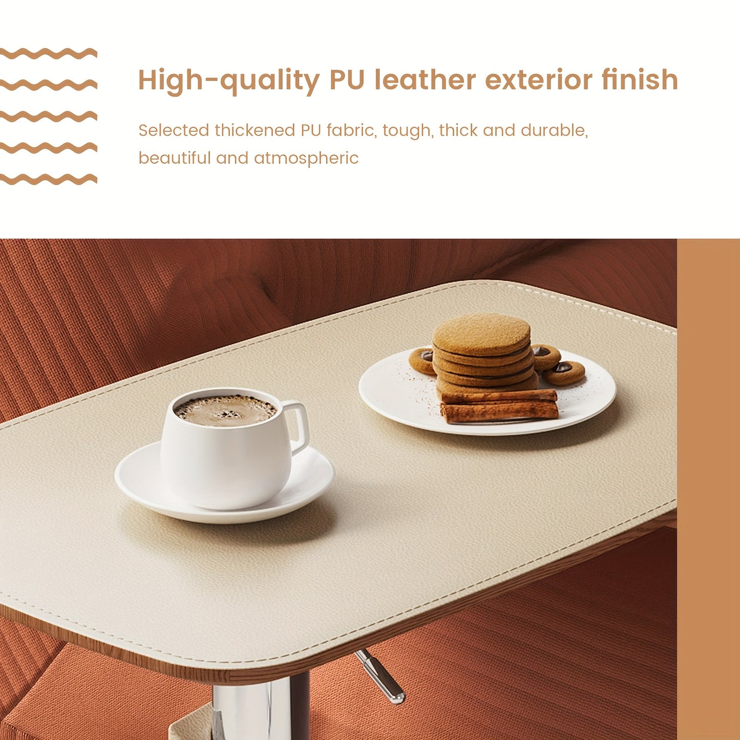 Bijzettafel – Sidetable – Nachtkastje – Banktafel – Laptoptafel – Verstelbare Hoogte 68,5 cm – 360° Draaibaar Tafelblad