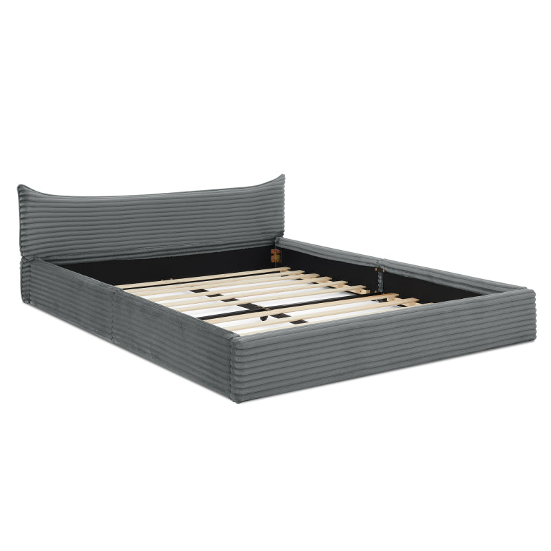 Tweepersoonsbed – Bed – Slaapbank – Ledikant – Boxspring – Donkergrijs Chenille – 140x200 cm – Zachte Velours Bekleding – Stevig Frame