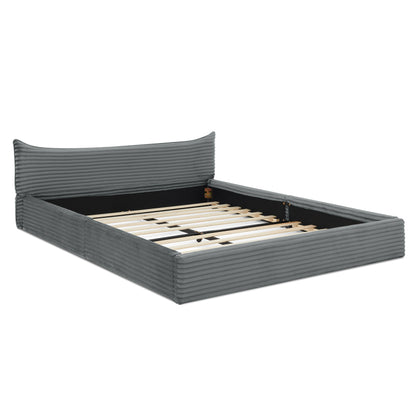 Tweepersoonsbed – Bed – Slaapbank – Ledikant – Boxspring – Donkergrijs Chenille – 140x200 cm – Zachte Velours Bekleding – Stevig Frame