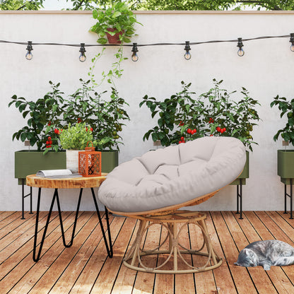 Papasan Stoel – Rattan Stoel – Draaibare Relaxstoel – Rotan Lounge Stoel – Wicker Tuinstoel – 360° Draaibaar – Weerbestendig Stalen Frame