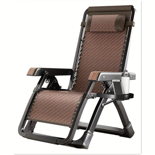 Relaxstoel – Fauteuil – Ligstoel – Leesstoel – Inklapbare Stoel – Verstelbare Rugleuning 0-170° – Draagkracht 300 kg – Inclusief Hoofdkussen – Zwart of Bruin