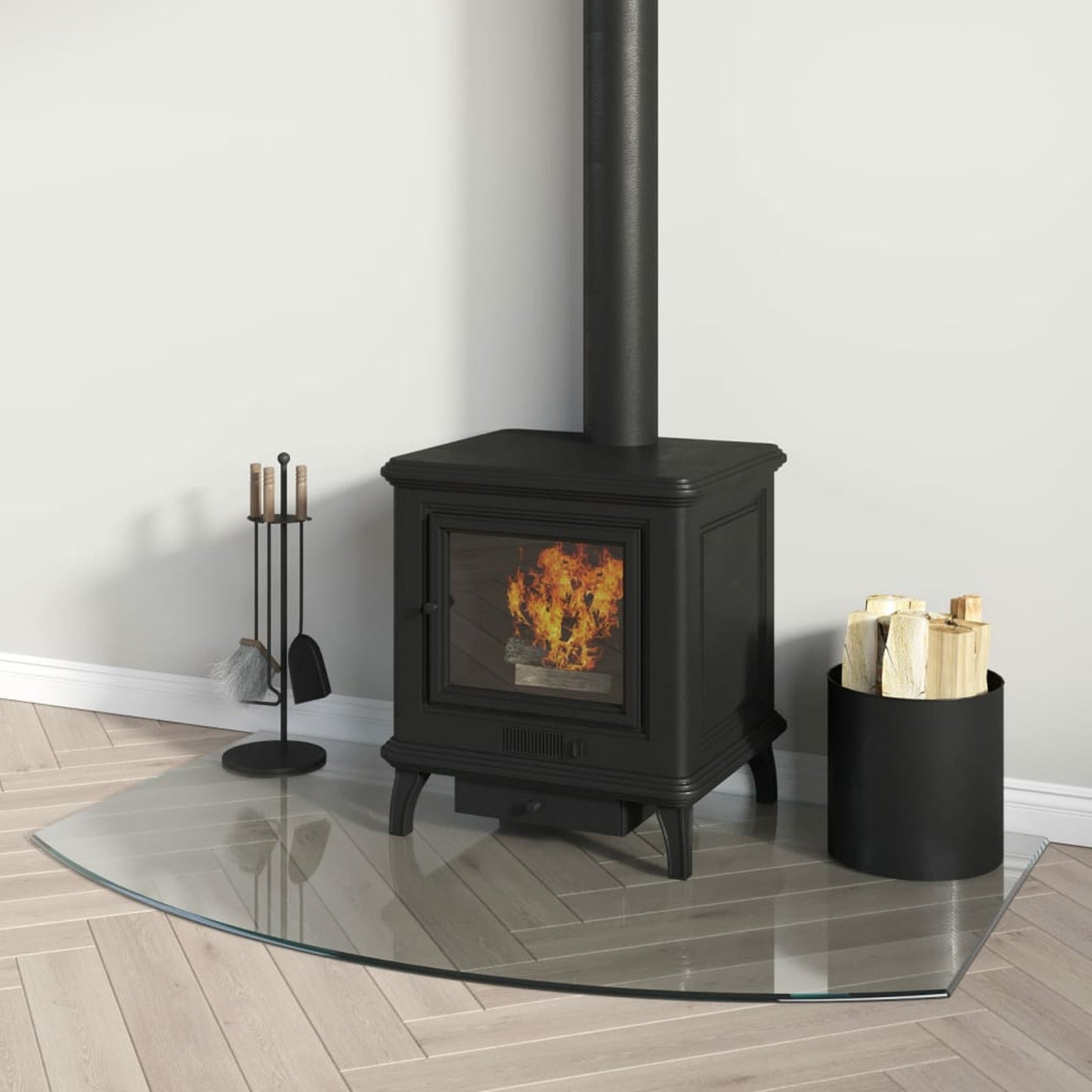 TOMSHOO Heat Resistant Hearth Glass Floor Protector – 100x60 cm Durable Glass Panel for Fireplace Safety, Rectangular Transparent Hearth Guard, Fireplace Accessories