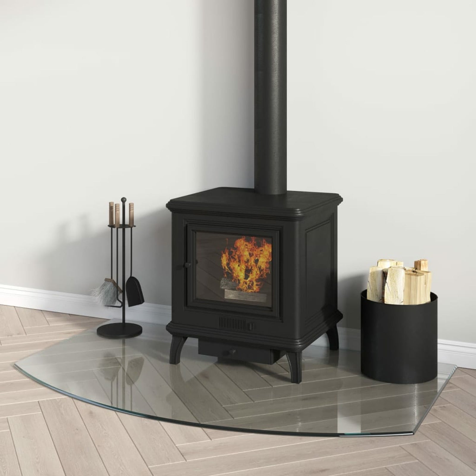 Haardvloerglas – Vloerbeschermer – Glasplaat – Hittebestendig Glas – Haardplaat – 100x60 cm – Duurzaam Transparant Glas - QUORE