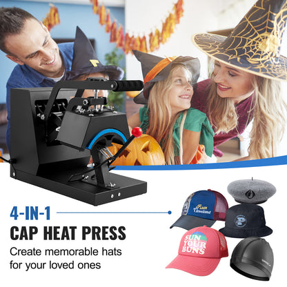 Pettenpers – Hoedenpers – Warmtepers – Transferpers – Sublimatiepers – 4-in-1 Verstelbare Verhittingsplaten – Digitaal LCD Temperatuur- en Timerdisplay